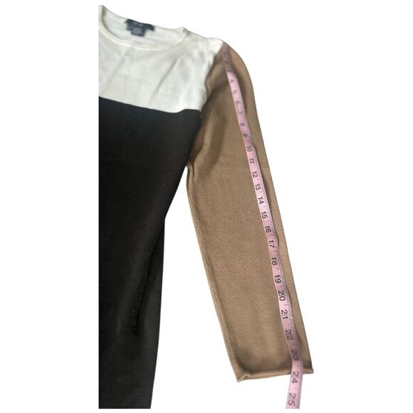 EUC PER SE by Carlisle $325 Tan Cream, Brown Colorblocked Crewneck Sweater Large - Picture 5 of 8